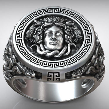 Medusa Gorgon Ring in 950 Silver